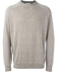 grauer Pullover mit einem Rundhalsausschnitt von Brunello Cucinelli