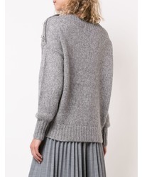 grauer Pullover mit einem Rundhalsausschnitt von Veronica Beard