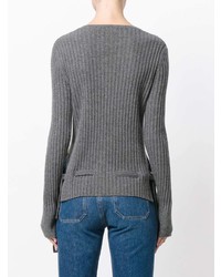 grauer Pullover mit einem Rundhalsausschnitt von Cashmere In Love