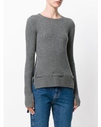 grauer Pullover mit einem Rundhalsausschnitt von Cashmere In Love