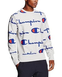 grauer Pullover mit einem Rundhalsausschnitt von Champion Reverse Weave