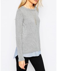 grauer Pullover mit einem Rundhalsausschnitt von Asos