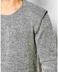 grauer Pullover mit einem Rundhalsausschnitt von Selected