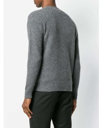 grauer Pullover mit einem Rundhalsausschnitt von Drumohr