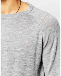 grauer Pullover mit einem Rundhalsausschnitt von Selected