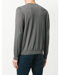 grauer Pullover mit einem Rundhalsausschnitt von Dell'oglio