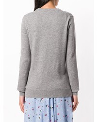 grauer Pullover mit einem Rundhalsausschnitt von Tory Burch