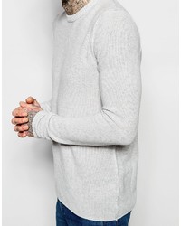 grauer Pullover mit einem Rundhalsausschnitt von Sisley