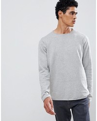 grauer Pullover mit einem Rundhalsausschnitt von D-struct