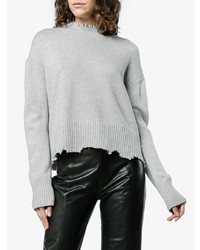 grauer Pullover mit einem Rundhalsausschnitt von Helmut Lang