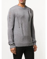 grauer Pullover mit einem Rundhalsausschnitt von Les Hommes