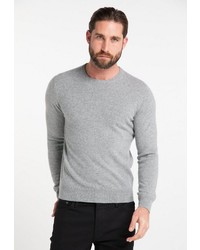 grauer Pullover mit einem Rundhalsausschnitt von Dreimaster