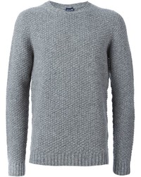 grauer Pullover mit einem Rundhalsausschnitt von Drumohr