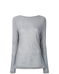 grauer Pullover mit einem Rundhalsausschnitt von Dusan