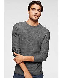 grauer Pullover mit einem Rundhalsausschnitt von edc by Esprit