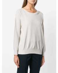 grauer Pullover mit einem Rundhalsausschnitt von Fabiana Filippi