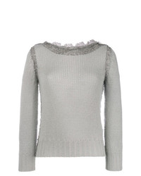 grauer Pullover mit einem Rundhalsausschnitt von Ermanno Scervino