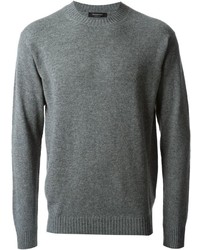 grauer Pullover mit einem Rundhalsausschnitt von Ermenegildo Zegna