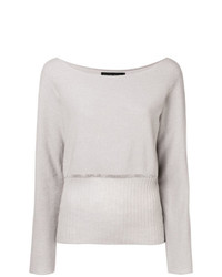 grauer Pullover mit einem Rundhalsausschnitt von Fabiana Filippi