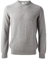 grauer Pullover mit einem Rundhalsausschnitt von Fedeli