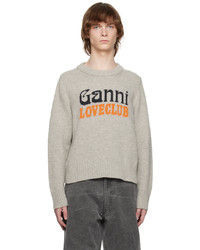 grauer Pullover mit einem Rundhalsausschnitt von Ganni