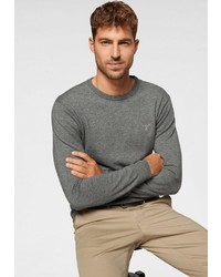 grauer Pullover mit einem Rundhalsausschnitt von Gant