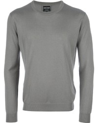 grauer Pullover mit einem Rundhalsausschnitt von Giorgio Armani