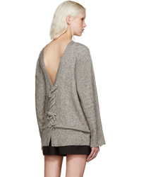 grauer Pullover mit einem Rundhalsausschnitt von 3.1 Phillip Lim