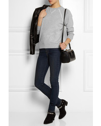 grauer Pullover mit einem Rundhalsausschnitt von Saint Laurent