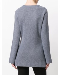 grauer Pullover mit einem Rundhalsausschnitt von Le Kasha