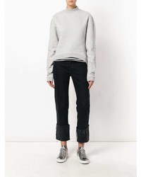 grauer Pullover mit einem Rundhalsausschnitt von Ck Jeans