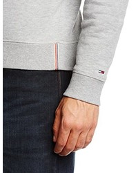 grauer Pullover mit einem Rundhalsausschnitt von Hilfiger Denim