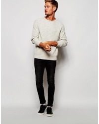 grauer Pullover mit einem Rundhalsausschnitt von Selected