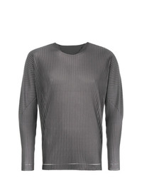 grauer Pullover mit einem Rundhalsausschnitt von Homme Plissé Issey Miyake