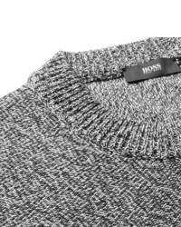 grauer Pullover mit einem Rundhalsausschnitt von Hugo Boss