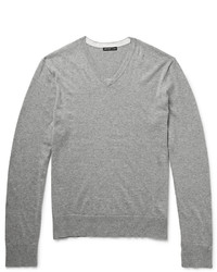 grauer Pullover mit einem Rundhalsausschnitt von James Perse