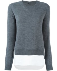 grauer Pullover mit einem Rundhalsausschnitt von Jil Sander Navy
