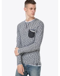 grauer Pullover mit einem Rundhalsausschnitt von Key Largo