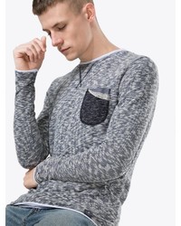 grauer Pullover mit einem Rundhalsausschnitt von Key Largo