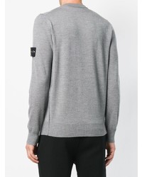 grauer Pullover mit einem Rundhalsausschnitt von Stone Island