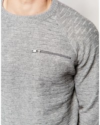 grauer Pullover mit einem Rundhalsausschnitt von Bellfield