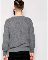 grauer Pullover mit einem Rundhalsausschnitt von American Apparel