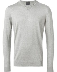 grauer Pullover mit einem Rundhalsausschnitt von Laneus