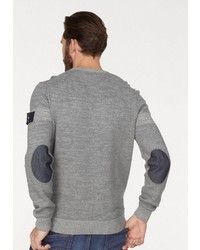 grauer Pullover mit einem Rundhalsausschnitt von LERROS