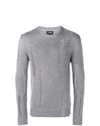 grauer Pullover mit einem Rundhalsausschnitt von Les Hommes