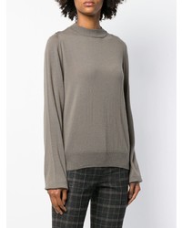 grauer Pullover mit einem Rundhalsausschnitt von Rick Owens