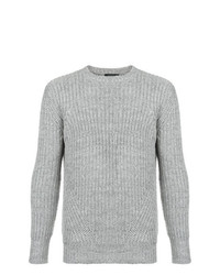 grauer Pullover mit einem Rundhalsausschnitt von Loveless