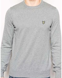 grauer Pullover mit einem Rundhalsausschnitt von Lyle & Scott