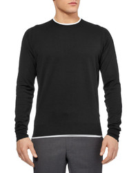 grauer Pullover mit einem Rundhalsausschnitt von John Smedley