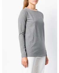 grauer Pullover mit einem Rundhalsausschnitt von Fabiana Filippi